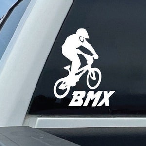 BMX Biker Jumping Decal | BMX Trick Sticker | Extreme Sports Graphic | Car Window Decal | Laptop Decal | BMX Rider Gift