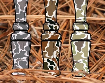Old School Camo Duck Call Set – Customizable Vinyl Decals for Hunters and Outdoors Lovers