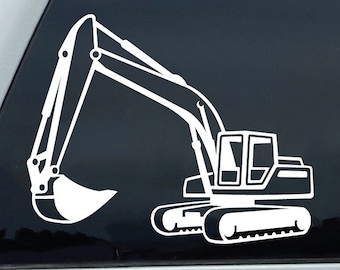 Excavator Outline Decal | Heavy Equipment Sticker | Construction Gear | Car Window Decal | Contractor Gift