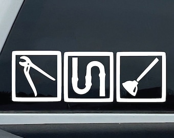 Pipe Cutter Plunger Decal | Plumbing Tools Silhouette Sticker | Tradesman Vinyl | Pipefitting Decor | Plumber Pride Decal