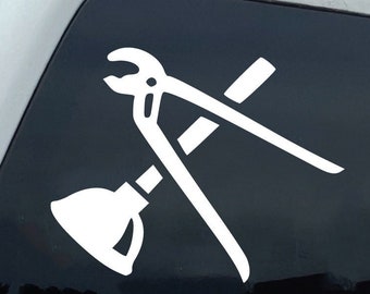 Kanalverschlüsse und Plunger Aufkleber | Klempner Werkzeug Silhouette Aufkleber | Klempnertechnik Vinyl | Handwerker Dekor | Klempner-Stolz