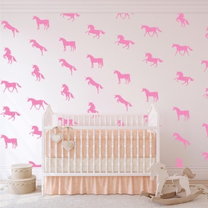 Unicorn Wall Decal Set – 50 Vinyl Stickers | Nursery, Girls Room, Playroom Decor