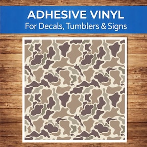 Classic Old School Camo Adhesive Vinyl Sheet | 3 mil Outdoor Gloss | Eco-Solvent Printed Craft Vinyl for Decals, Tumblers & Signs