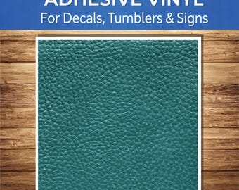 Teal Pebble Leather Adhesive Vinyl Sheet | Textured Solid Pattern | 3 mil Gloss Outdoor Vinyl for Tumblers, Decals & Crafts