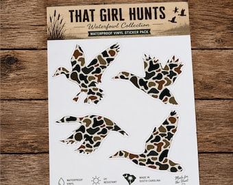 Juego de pegatinas de vinilo - Juego de pegatinas de camuflaje estilo Old School Duck Flight – Regalo para cazadores de patos