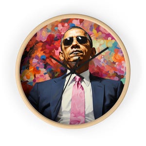 Avslappnad väggklocka med Barack Obama | Färgglad abstrakt bakgrund med den bästa amerikanska presidenten någonsin! Exklusivt i YSD-butiken!