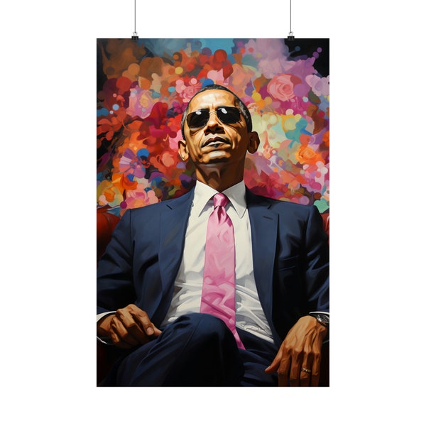 Barack Obama - a cool tribute poster to a great president. A lovely gift for him or her, unframed for wall hanging or framing as desired.