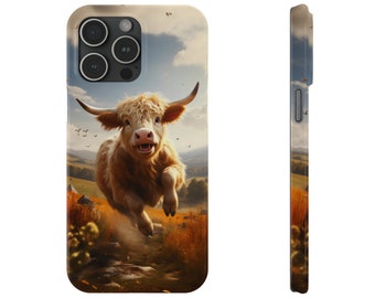 Yves Sauvage Coque fine pour iPhone « Flying Cow » – Illustration unique et protection durable