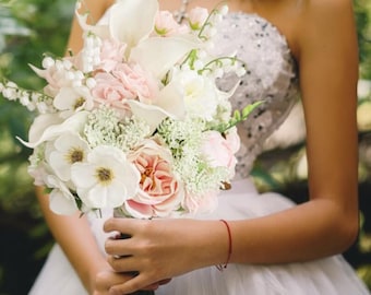Bridal Shower Pastel Wildflower Bridal Bouquet, Spring Wedding Bouquet
