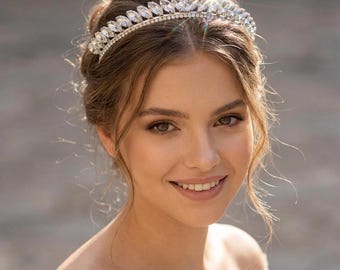 Swarovski Zircon Wedding Tiara: Leaf Rhinestone Bridal Crown
