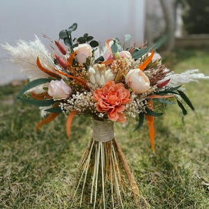 Bohemian Pampas Floral Arrangement - Rustic Wedding Decor, Dried Cream Bouquet, Dry Flowers Bouquet,pampas grass bouquet, rust dried flowers