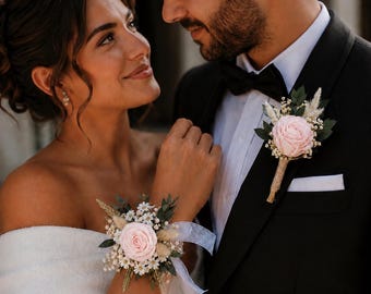 Blush Boutonniere,Pink Boho Wedding Boutonniere,Groom Boutonniere,Groom's Boutonniere, Men Boutonniere