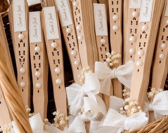 Personalized Bamboo Hand Fan, Custom Engraved Wedding Favor, Bridal Shower Keepsake