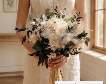Brautstrauß, Green Wedding bouquet,Bridal bouquet,Dried flower bouquet,Pampas Grass bouquet,Natural flower decor,Flower Arrangement,