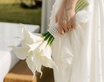 Real Touch Calla Lily Bouquet: White Cream Bridal Flowers