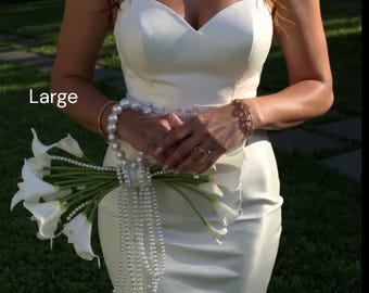 Beaded pearl wedding bridal bouquet flowers made with calla lilies for brides or bridesmaids Faux flowers