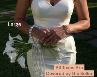 Beaded pearl wedding bridal bouquet flowers made with calla lilies for brides or bridesmaids Faux flowers