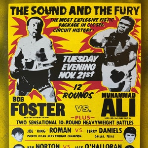 Póster de la pelea de Muhammad Ali y Bob Foster de 1972: obra de arte original hecha a mano, pintada a mano, sobre madera, listo para colgar, 15 x 11