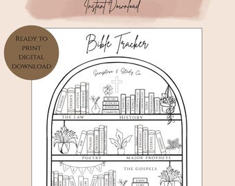 Coloriage Bible Tracker | Suivi de lecture de la Bible imprimable | Outil d'étude de la Bible chrétienne | Téléchargement numérique
