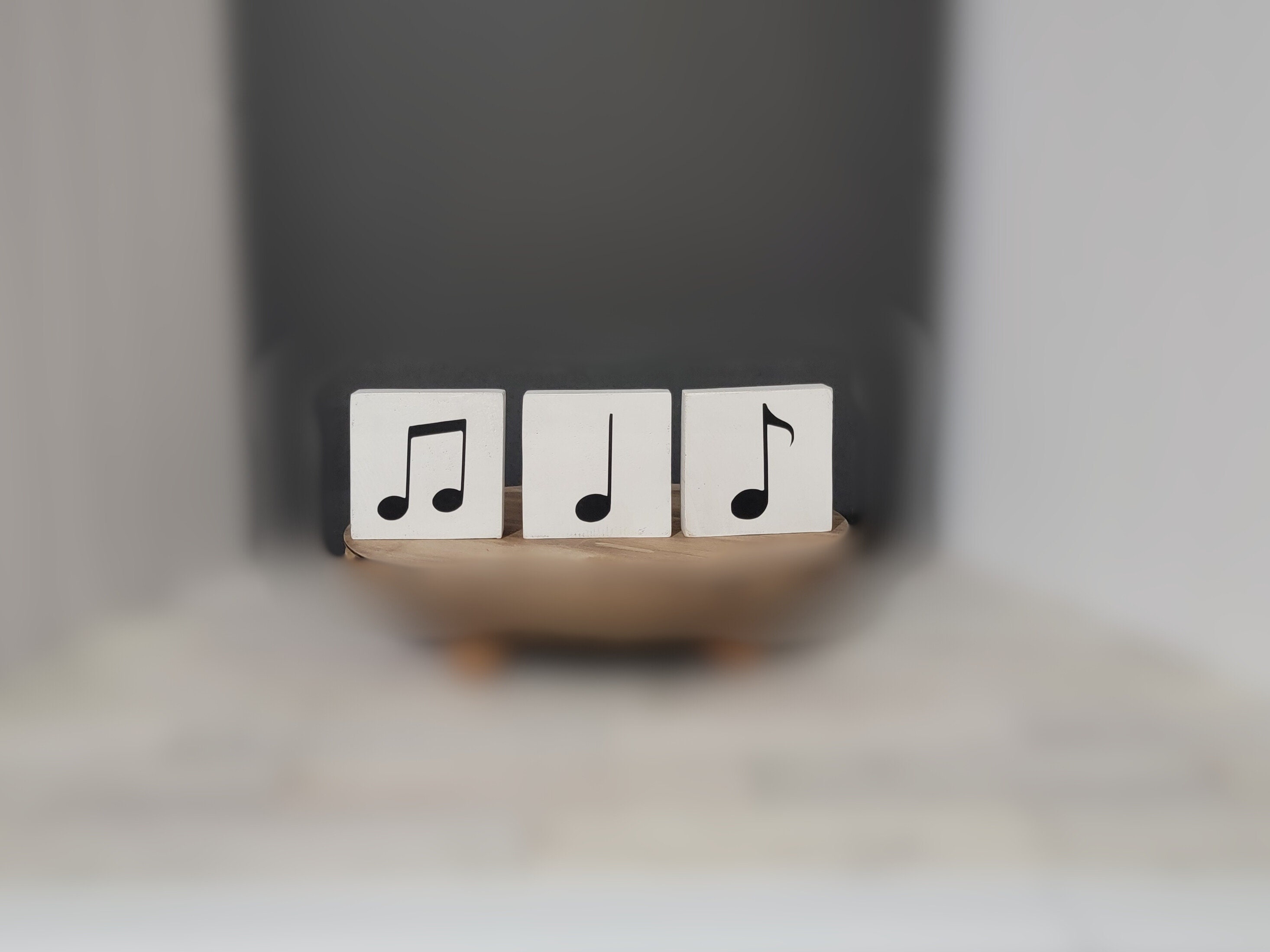 Classic Square Black and White Wooden Music Note and Symbols Shelf ...