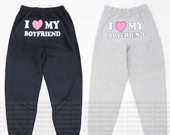 I Love My Boyfriend Sweatpants Pink Valentine’s Day | Valentine’s Day Gift
