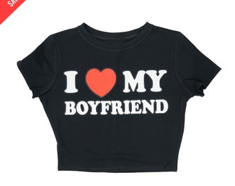 I Love My Boyfriend Crop Top Baby Tee Valentine’s Day