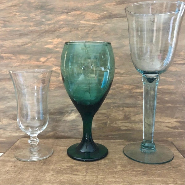 Vintage Wine Glass Set Perfect for Glass Collector of Mixed Glassware for Wedding Gift for Her Friend Gift for New Home Entertaining Glasses