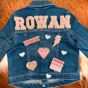 Jacket Jean Girls Patch Jacket Custom Chenille Jacket Denim Custom Name Patch Jacket Gift for Girls Personalized Gift Kids Jacket Gift