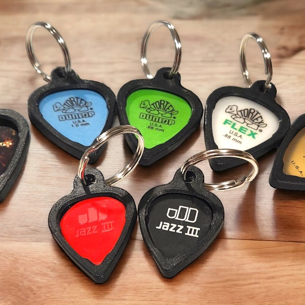 Guitar Pick Holder Keychain Set