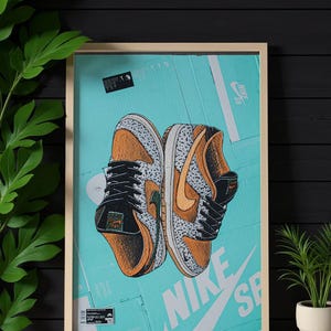 Oryginalny obraz akrylowy NikeSB x Dunk Safari na oryginalnym pudełku na buty NikeSB x Dunk Safari z 2021 r. (50 x 70 cm)