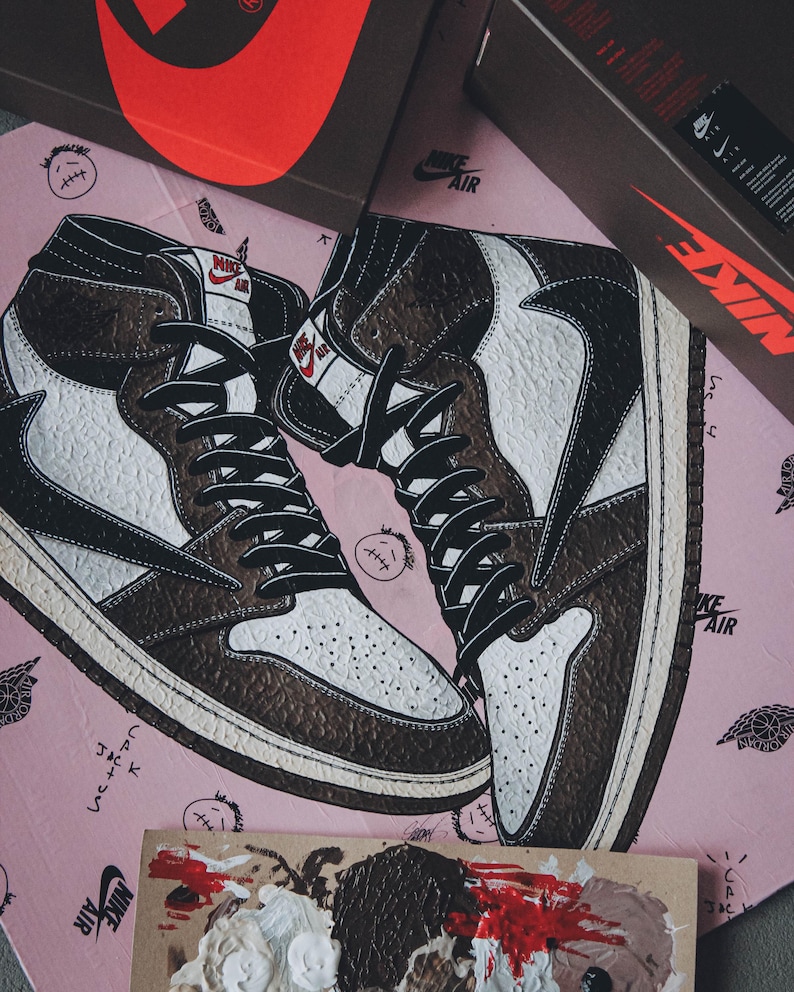 Original Acrylic Painting of Travis Scott X Air Jordan 1 High OG Cactus ...