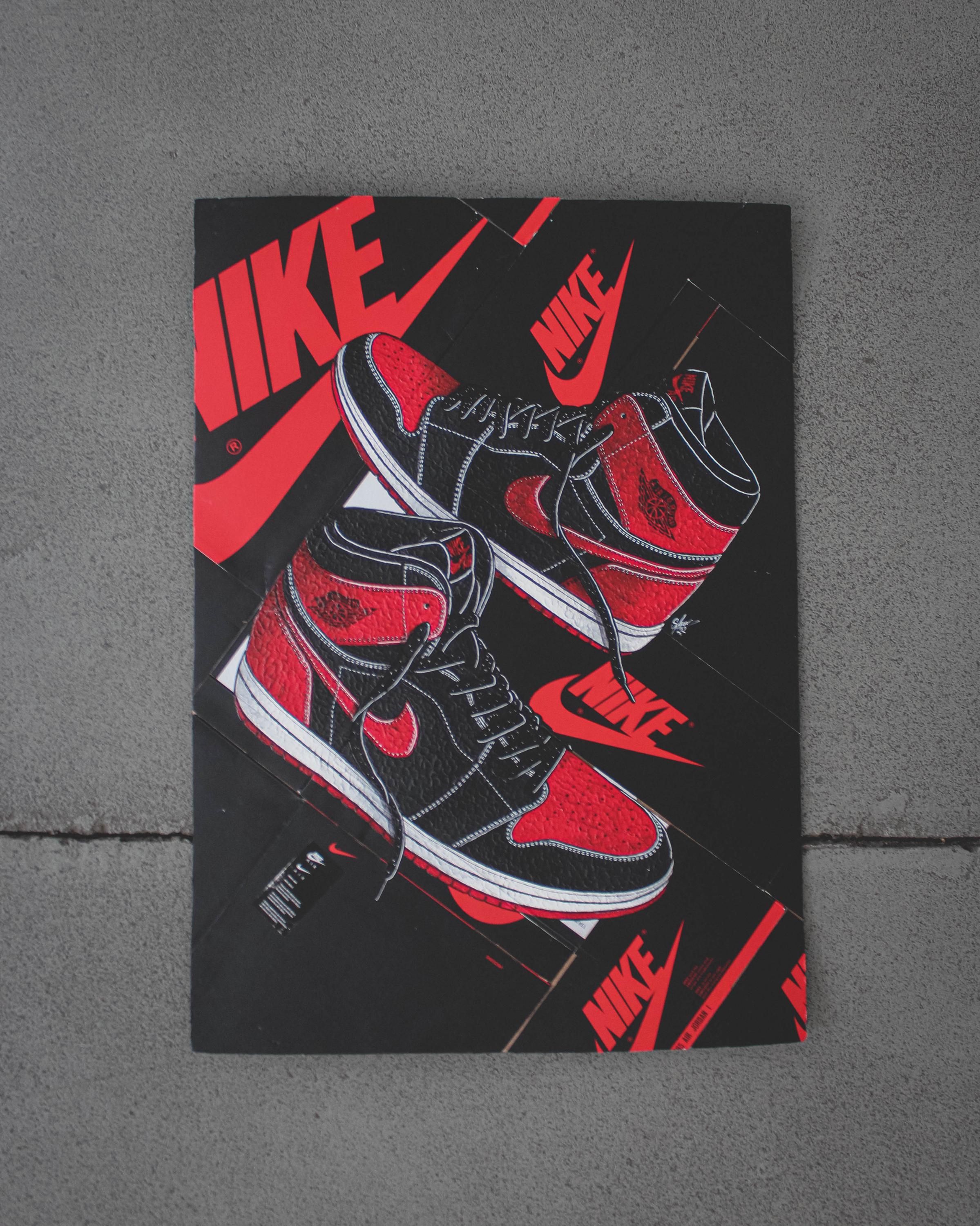 Original Acrylic Painting of Nike Air Jordan 1 Bred on Original