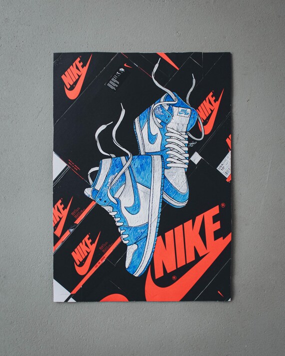 Original Acrylic Painting of Nike Air Jordan 1 UNC on Original