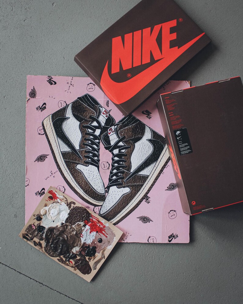 Original Acrylic Painting of Travis Scott X Air Jordan 1 High OG Cactus ...