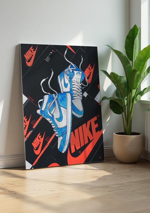 Original Acrylic Painting of Nike Air Jordan 1 UNC on Original