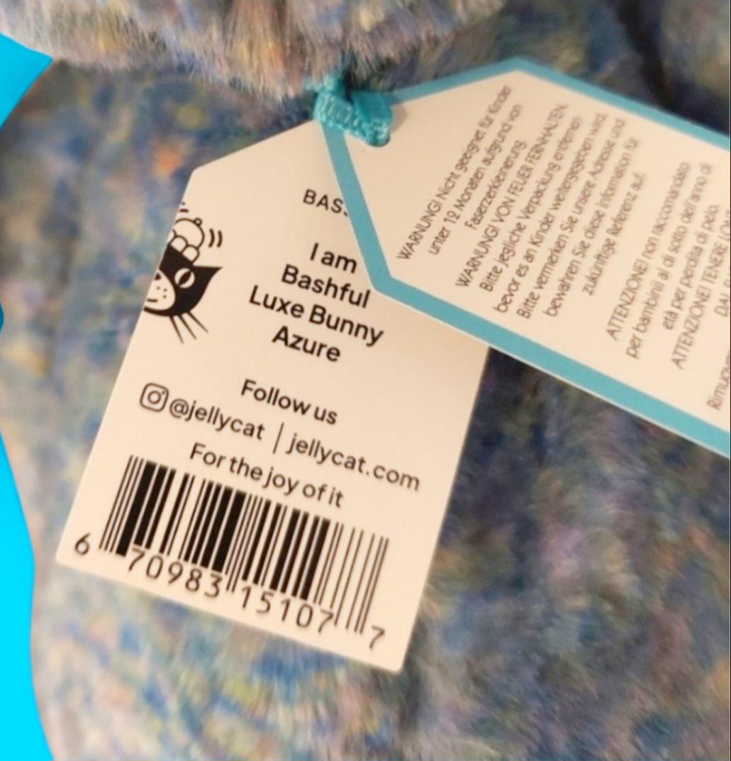Jellycat Bashful Luxe Bunny Azure Plush Stuffed Animal New With Tag NWT