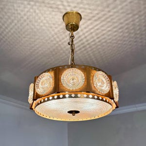 Teakwood Chandelier by Carl Fagerlund for Orrefors, Sweden 1960s / Scandinavian Chandelier / Danish Chandelier / Home Decor / Teak Lamp