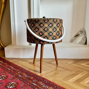 Mid-century Rockabilly Sewing Box, Germany 1950s / Scandinavian Furniture / Sewing Storage / Sewing Table / Craft / Hobby / Handwork
