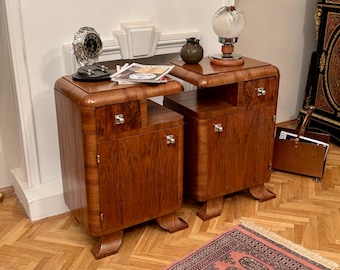 Art Deco Nightstands, set of 2, Europe 1930s / Art Deco Cabinet / Art Deco Bedstands / Bauhaus Nightstand / Bauhaus Cabinet / Bedroom