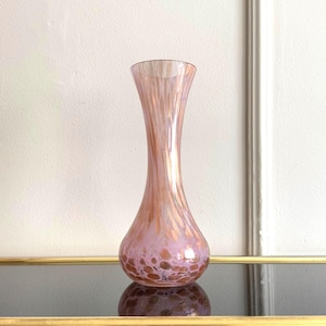 Sehr seltene Friedrich Murano Glas Vase in Blass Rosa und Gold Swirl Mundgeblasen Deutschland Circa 1970 / Murano Glas / Rosa Murano Vase / Home Decor