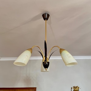Rare 3-arms Hollywood Regency Spider Chandelier, Italy 50s / Palm Chandelier / Hollywood Regency Chandelier / Stilnovo / Hans Kogl