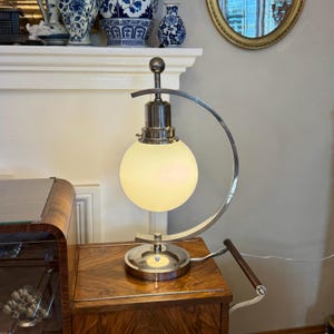Very Rare Bauhaus Nickel Plated Table Lamp, Central Europe 1920s / Art Deco Lamp / Bauhaus Lamp / Bauhaus Table Lamp / Home Decor