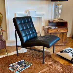 Florence Knoll Style Leather Lounge  Chair, Stol Kamnik, Yugoslavia 60s / Leather Armchair / Vintage Leather Armchair / Leather Office Chair