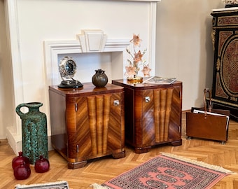 Art Deco Nightstands, set of 2, Europe 1930s / Art Deco Cabinet / Art Deco Bedstands / Bauhaus Nightstand / Bauhaus Cabinet / Bedroom