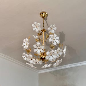 Hollywood Regency Franco Luce Style Acrylic Flower Chandelier, Germany, 1980s / Vintage Chandelier / Murano Flower Chandelier / Home Decor