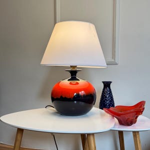 Vintage Hutschenreuther Keramik Tischlampe, Deutschland, 1970er Jahre / Vintage Tischlampe / Rote Lampe / Rote Keramik Lampe