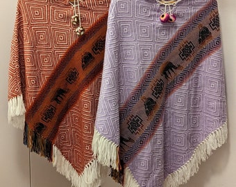 Alpaga Poncho Unisex, poncho en laine d'alpaga, poncho pour l'hiver, châle ethnique, ponchos péruviens