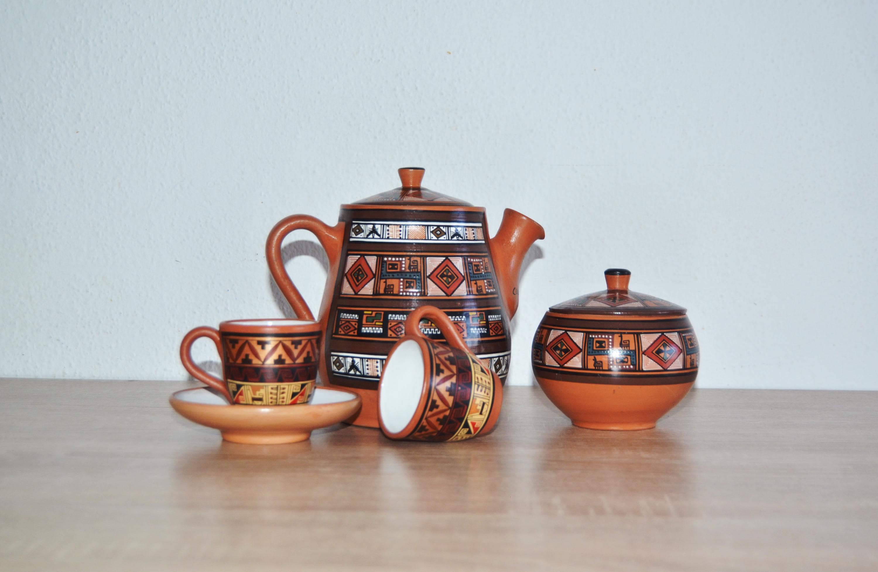 Peruvian Inca Terracotta Jug, Handpainted Pre-columbian Tribal Art