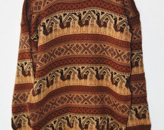 Suéter Ancho Peruano de Alpaca Unisex, 100% Hecho a Mano, Estilo Boho, Confort y Calidez Natural, Moda Étnica, Ideal para Invierno y Otoño