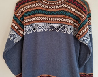 Maglione in alpaca Inca peruviano, 100% fatto a mano, stile unisex